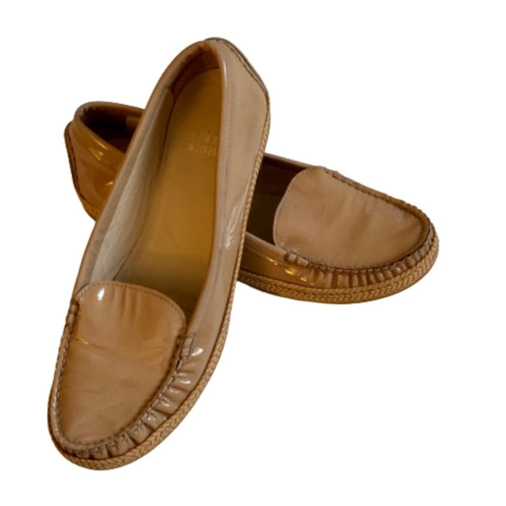 Stuart Weitzman Loafers Flats Shoes Camel Patent Leather Geek Loafers Size 5 - Picture 15 of 15